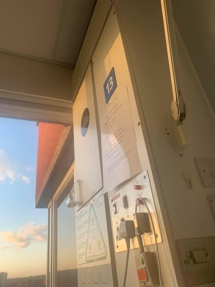 A view from the window of bay 13, on a ward at St George's, University of London. Tooting, London, England.