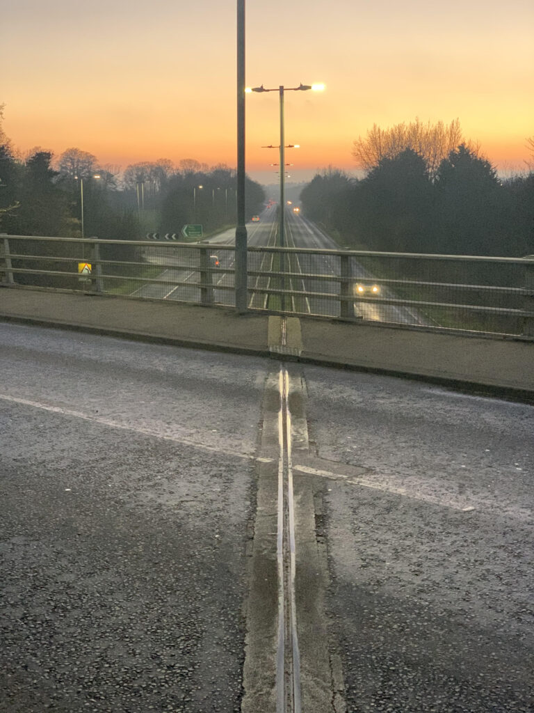 Winter sunset over the a10, Thundridge, Herts